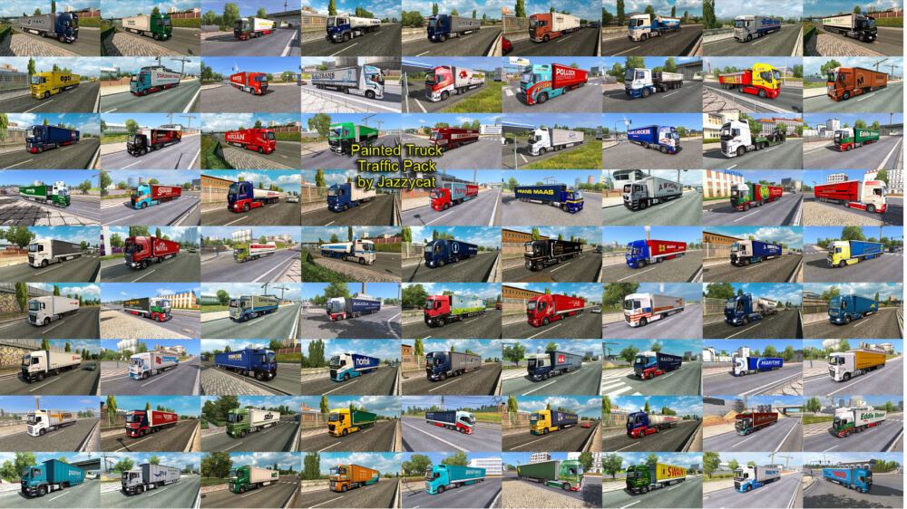  AI车辆-欧卡资源站Jazzycat 的 Painted Truck Traffic Pack v18.4.2欧卡2mod(1)