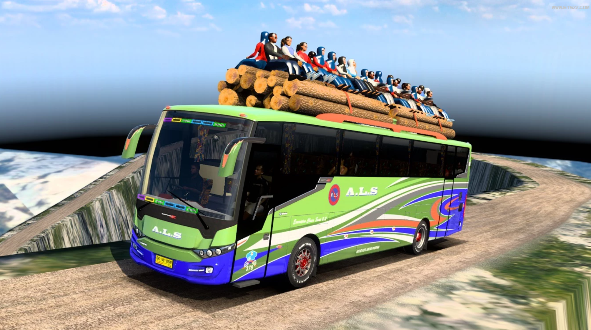 小车客车-欧卡资源站车顶上有乘客的巴士模组 - ETS2 1.40 —1.49欧卡2mod(1)
