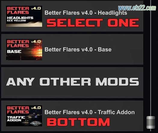 调整部件-欧卡资源站Better Flares v4.0 更好的灯光 + 交通插件欧卡2mod(1)