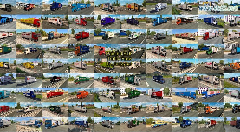  AI车辆-欧卡资源站PAINTED BDF TRAFFIC PACK BY JAZZYCAT V15.6.1 AI交通流量包 1.50欧卡2mod(1)