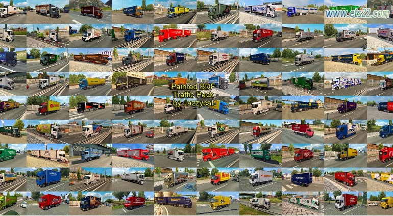  AI车辆-欧卡资源站PAINTED BDF TRAFFIC PACK BY JAZZYCAT V15.6.1 AI交通流量包 1.50欧卡2mod(2)