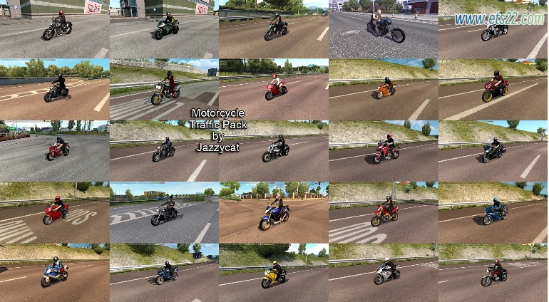  AI车辆-欧卡资源站MOTORCYCLE TRAFFIC PACK BY JAZZYCAT V6.5.6 AI摩托车交通流量包 1.50欧卡2mod(1)