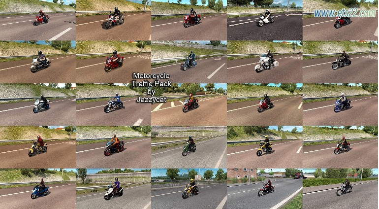  AI车辆-欧卡资源站MOTORCYCLE TRAFFIC PACK BY JAZZYCAT V6.5.6 AI摩托车交通流量包 1.50欧卡2mod(2)