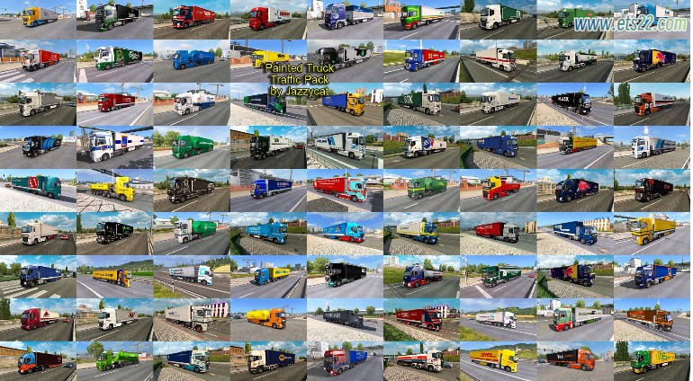  AI车辆-欧卡资源站PAINTED TRUCK TRAFFIC PACK BY JAZZYCAT AI交通包v18.7.1 1.50欧卡2mod(3)