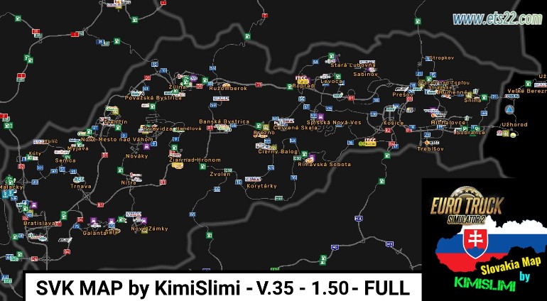 地图Mod-欧卡资源站斯洛伐克地图 SVK MAP BY KIMISLIMI DEMO/FULL V35/1.50欧卡2mod(3)