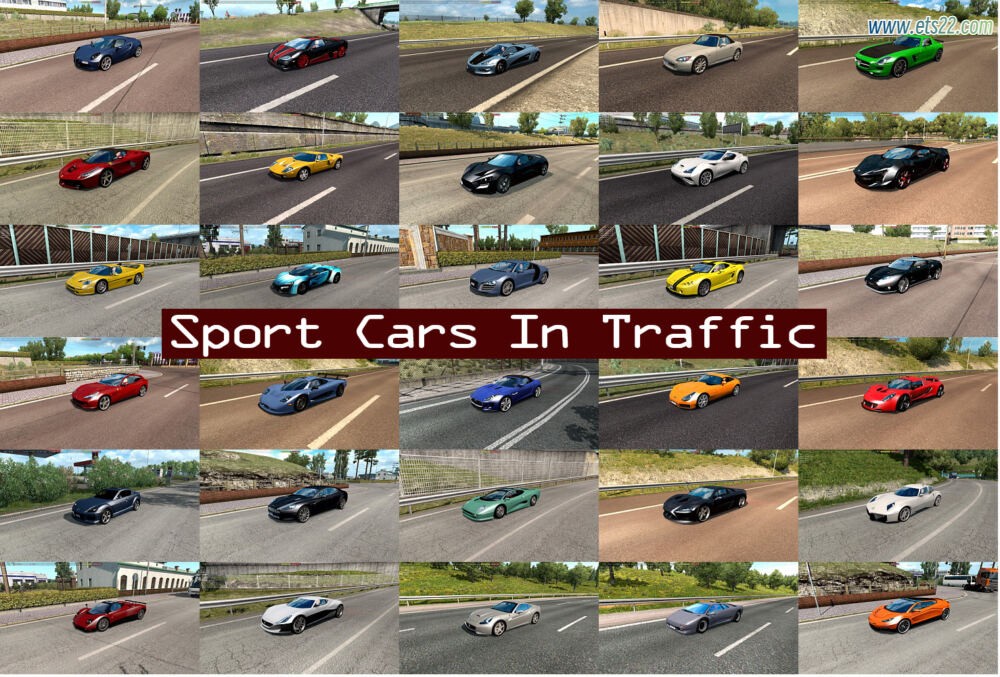  AI车辆-欧卡资源站AI运动车辆包 供1.50 Sport Cars Traffic Pack by TrafficManiac v12.7.5欧卡2mod(1)