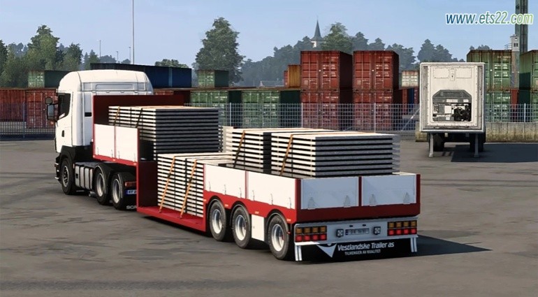 拖车Mod-欧卡资源站WELL FLATBED TRAILER ETS2 1.50欧卡2mod(1)